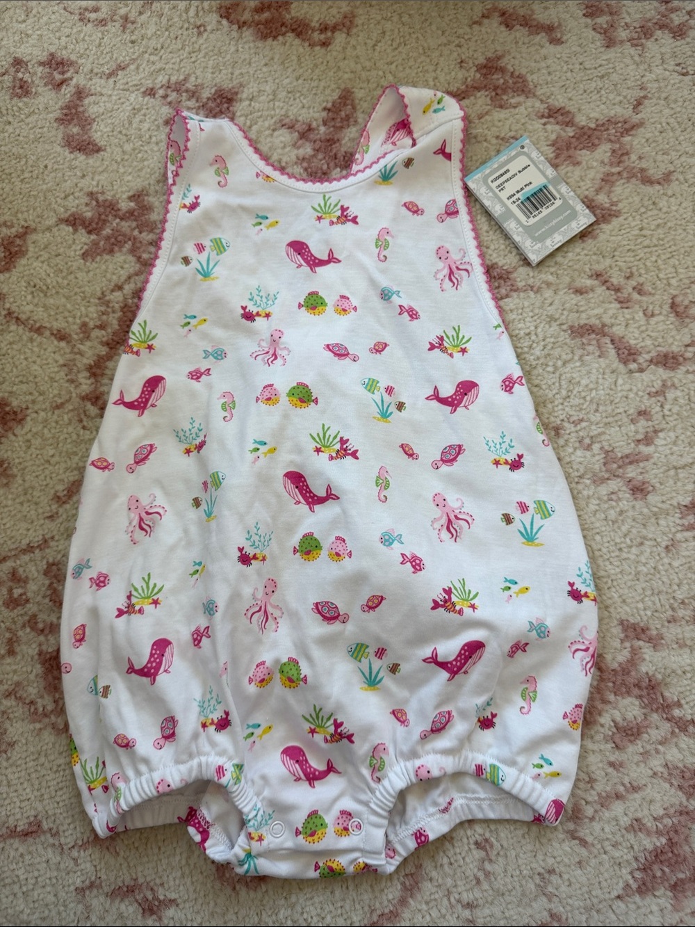 Kissy Kissy White Pink Sea Creatures Romper